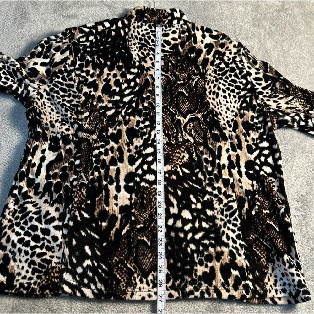 Alfred Dunner Zip Up Velour Jacket Women's Size 18 Animal Print Pockets Stretch - Picture 4 of 7